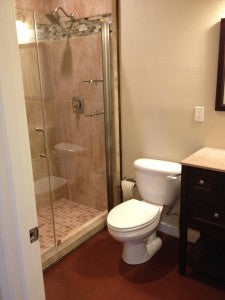 Bathroom - Cork Flooring and Recycled Content Tile Shower